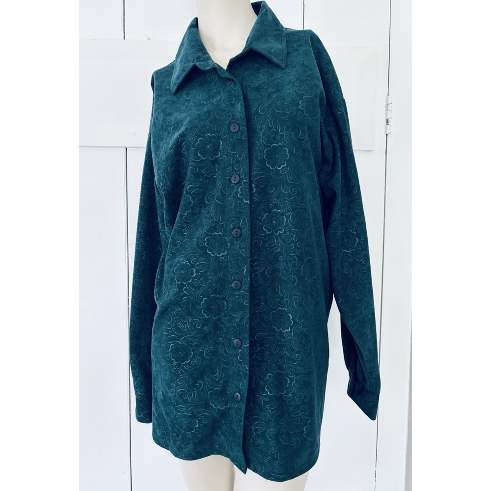 Vintage Women's JR TR Bentley Forest Green Paisley Top Blouse Shirt
